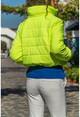 Womens Yellow Pocket Oversize Short Down Jacket GK-GG352