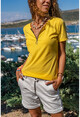 Kadın Sarı Fermuarlı Basic Bluz BSTK4023