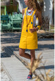 Kadın Sarı Önü Cepli Salaş Kot Salopet Elbise GK-CM216