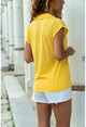 Kadın Sarı Polo Yaka Kaşkorse T-Shirt GK-BSTW2879