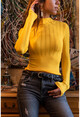 Womens Yellow Half Turtleneck Basic Blouse GK-30KCCK12010