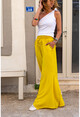 Kadın Sarı Yıkamalı Asimetrik Kesim Salaş Pantolon GK-RSD2051