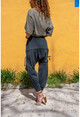 Kadın Siyah Beli Büzgülü Yumuşak Dokulu Salaş Şalvar Pantolon GK-RSD2038