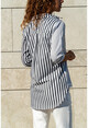 Womens Black and White Multi Striped Loose Shirt GK-CCK60013