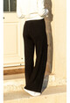 Womens Black Wide Cut Ribbed Knitwear Trousers GK-CCKSK200