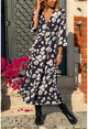 Kadın Siyah Çiçekli Elbise BST30kK4085