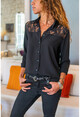 Kadın Siyah Dantelli Gömlek BST30kT4009-5230