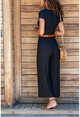 Womens Black Button Basic Jumpsuit GK-BST2876