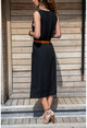 Kadın Siyah Düğmeli Kolsuz Gömlek Elbise GK-CCKCC4000