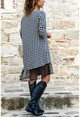 Kadın Siyah-Ekose Eteği Dantel Detaylı Elbise BSTH5062