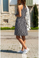 Kadın Siyah Halter Yaka Desenli Kiloş Elbise GK-BSTK4106