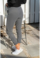 Kadın Siyah İnce Çizgili Belden Bağlamalı Pantolon GK-CCK13006