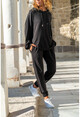 Womens Black Hooded Loose Tracksuit GK-TD1971