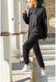 Womens Black Hooded Loose Tracksuit GK-TD1971