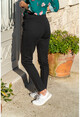 Kadın Siyah Kendinden Kemerli Kalem Pantolon GK-CCK15002