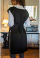 Womens Black Self Belted Sleeveless Knitwear Vest GK-DM1322