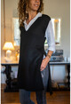 Womens Black Self Belted Sleeveless Knitwear Vest GK-DM1322