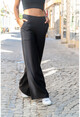 Kadın Siyah Keten Beli Lastikli Salaş Pantolon GK-BST2933