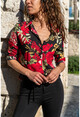 Womens Black-Red Floral Shirt GK-BST2711