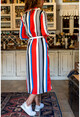 Womens Black-Red Multicolored Striped Dress BST19003