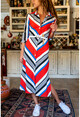 Womens Black-Red Multicolored Striped Dress BST19003