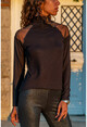 Kadın Siyah Kolları Tül Balıkçı Yaka Bluz BST30kT4006-1200