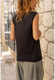 Womens Black Sleeveless Basic Loose T-Shirt JR406