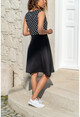 Kadın Siyah Kruvaze Color Block Kiloş Elbise BSTK4110