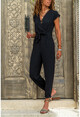 Womens Black Double Breasted Belt Airobin Jumpsuit GK-TD409