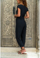 Womens Black Double Breasted Belt Airobin Jumpsuit GK-TD409