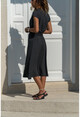 Womens Black Double Breasted Polka Dot Kleated Dress GK-LD302