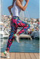 Womens Black-Pink Printed Elasticated Sweatpants GK-YS210