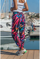 Womens Black-Pink Printed Elasticated Sweatpants GK-YS210