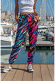 Womens Black-Pink Printed Elasticated Sweatpants GK-YS210