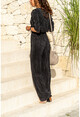 Womens Black Pleated Double Breasted Jumpsuit GK-TD400