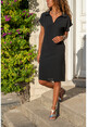 Kadın Siyah Polo Yaka Airobin Elbise GK-BST2883