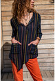 Womens Black-Yellow Washed Linen Asymmetrical Cut Half Pat Pocket Blouse GK-RSD2033