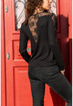 Kadın Siyah Sırtı Dantel Detaylı Bluz BSTT4007-1290