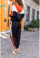 Womens Black-Orange Hooded Color Block Bottom-Top Suit GK-AYN1798