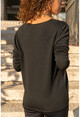 Womens Black V-Neck Foil Printed Soft Textured Sweater GK-MRL4