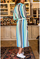 Womens Black-Green Multicolored Striped Dress BST19003