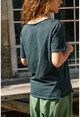 Kadın Siyah Yıkamalı Fileli Tek Cep Salaş T-Shirt GK-RSD2030
