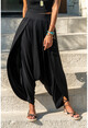 Kadın Siyah Yırtmaçlı Salaş Şalvar Pantolon GK-LD313