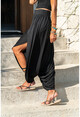 Kadın Siyah Yırtmaçlı Salaş Şalvar Pantolon GK-LD313