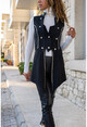 Womens Black Studded Stones Asymmetrical Cut Vest GK-SVN2