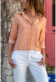 Womens Salmon Polka Dot Crepe Shirt GK-BST2711