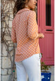 Womens Salmon Polka Dot Crepe Shirt GK-BST2711