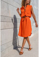 Womens Orange Airobin Half-Pleated Single Pocket Sleeveless Dress BST3138