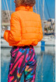 Womens Orange Pocket Oversize Short Down Jacket GK-GG352