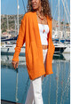 Womens Orange Double Pocket Cardigan GK-CCK74000